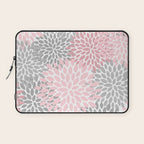 Festive, Floral Prints, Pink, Gray, White Laptop Sleeve Gallery Image 1