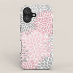 Festive, Floral Prints, Pink, Gray, White iPhone Case Gallery Image 1