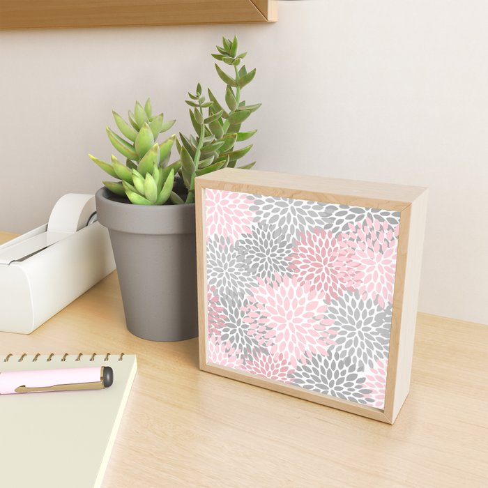 Festive, Floral Prints, Pink, Gray, White Mini Art Print Gallery Image 2