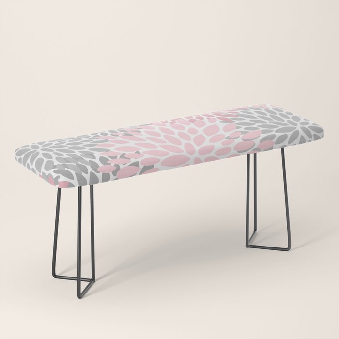Festive, Floral Prints, Pink, Gray, White Bench Gallery Image 1