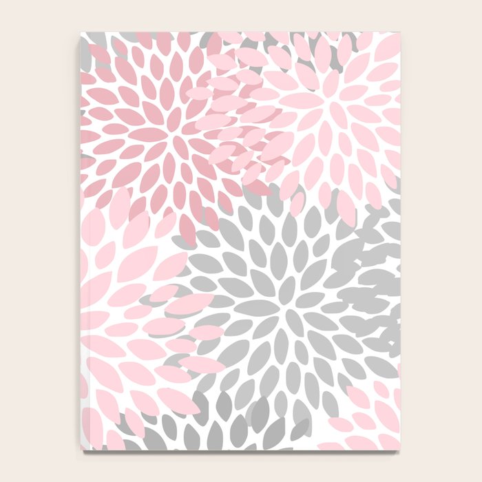 Festive, Floral Prints, Pink, Gray, White Notebook Gallery Image 4
