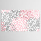 Festive, Floral Prints, Pink, Gray, White Tablecloth Gallery Image 2