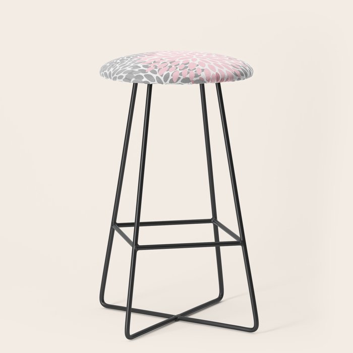 Festive, Floral Prints, Pink, Gray, White Stool Gallery Image 1