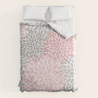 Festive, Floral Prints, Pink, Gray, White Duvet Cover Gallery Image 6