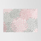 Festive, Floral Prints, Pink, Gray, White Rug Gallery Image 2