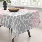 Festive, Floral Prints, Pink, Gray, White Tablecloth Gallery Image 3