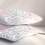 Festive, Floral Prints, Pink, Gray, White Pillow Sham Gallery Image 3