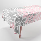Festive, Floral Prints, Pink, Gray, White Tablecloth Gallery Image 1