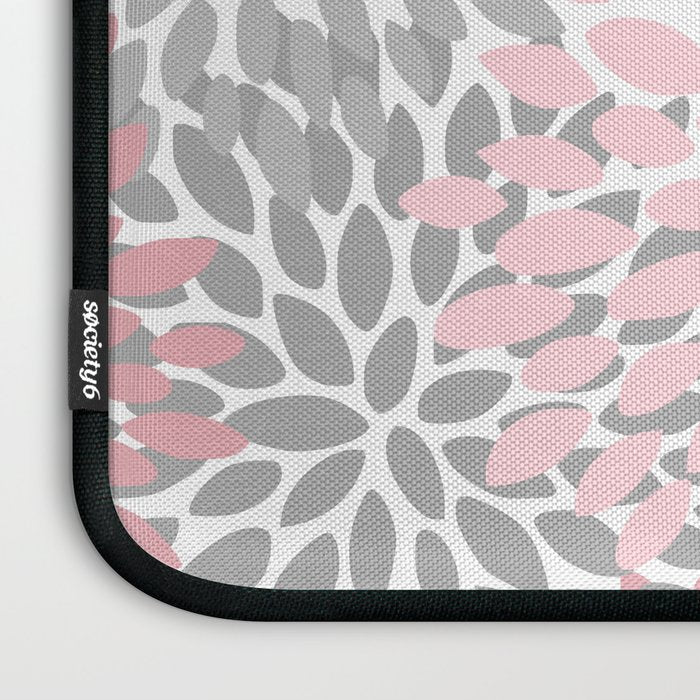 Festive, Floral Prints, Pink, Gray, White Laptop Sleeve Gallery Image 3