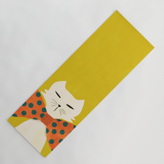 Cat with incredebly oversized humongous bowtie Yoga Mat Gallery Image 1