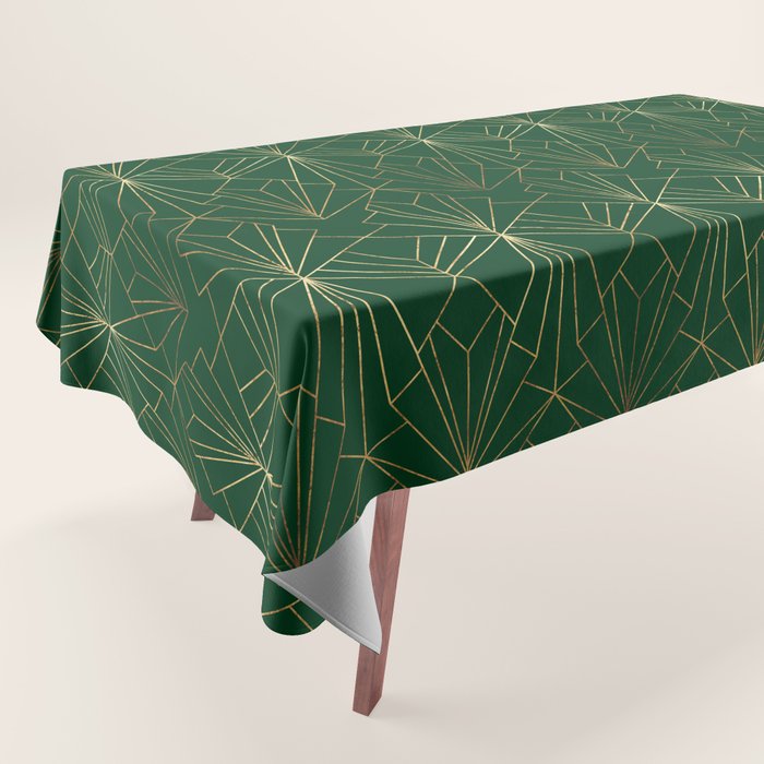 Art Deco in Emerald Green Tablecloth Gallery Image 1