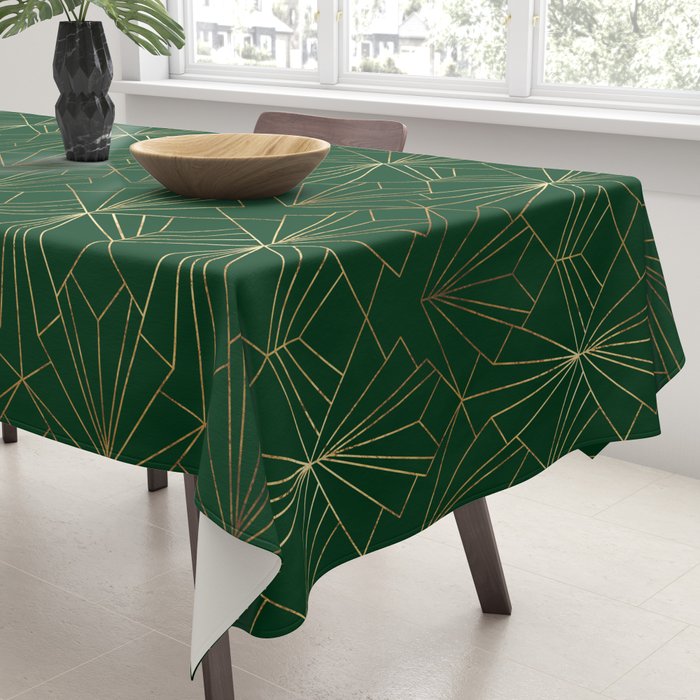 Art Deco in Emerald Green Tablecloth Gallery Image 3