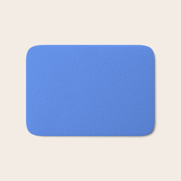 Azure Blue Solid Color Bath Mat Gallery Image 1