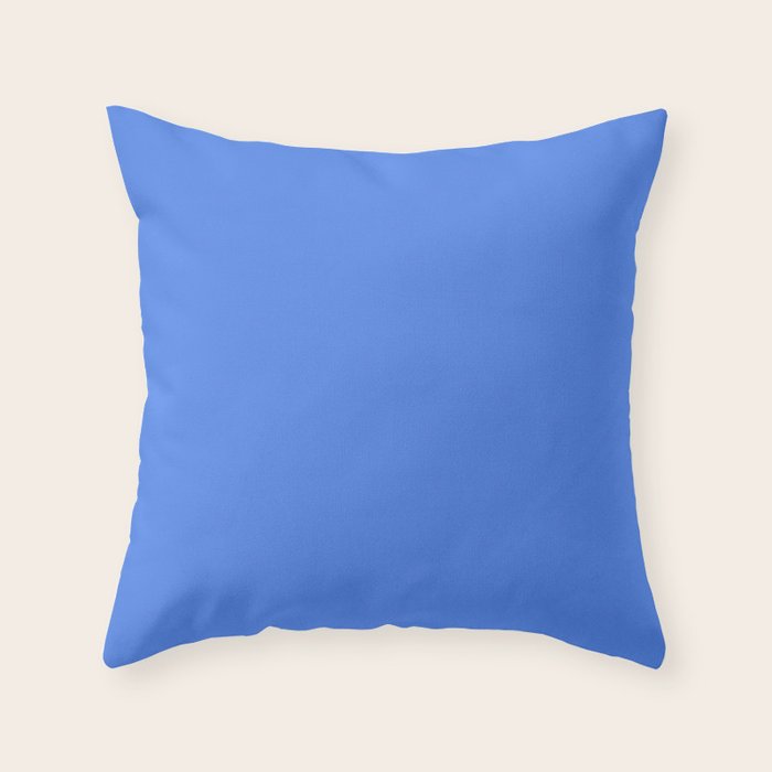 Azure Blue Solid Color Throw Pillow Gallery Image 6