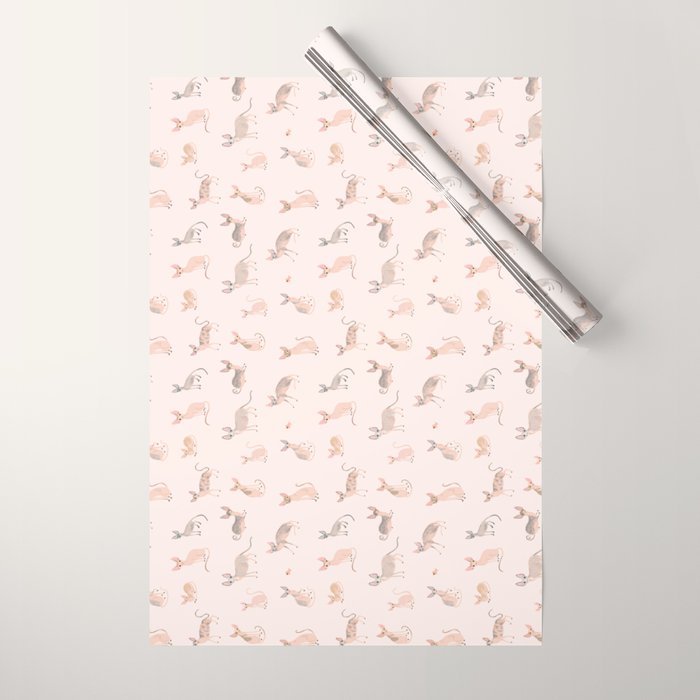 Sphynx Cats - No Furr Don't Care - Cat Pink Wrapping Paper Gallery Image 1
