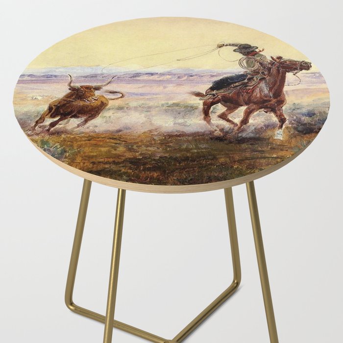 âOn the Pondâ by Charles M Russell Side Table Gallery Image 2