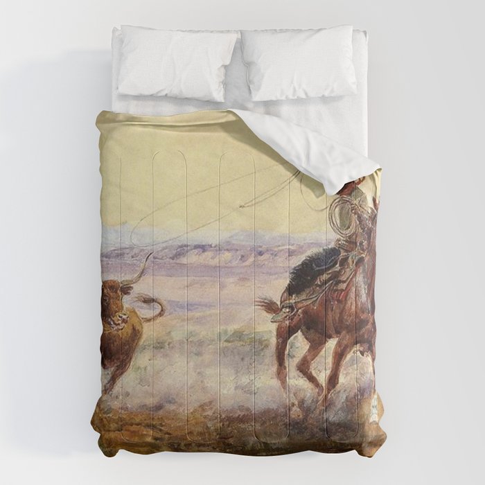 âOn the Pondâ by Charles M Russell Comforter Gallery Image 6