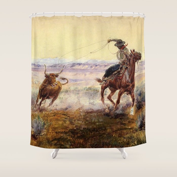 âOn the Pondâ by Charles M Russell Shower Curtain Gallery Image 1