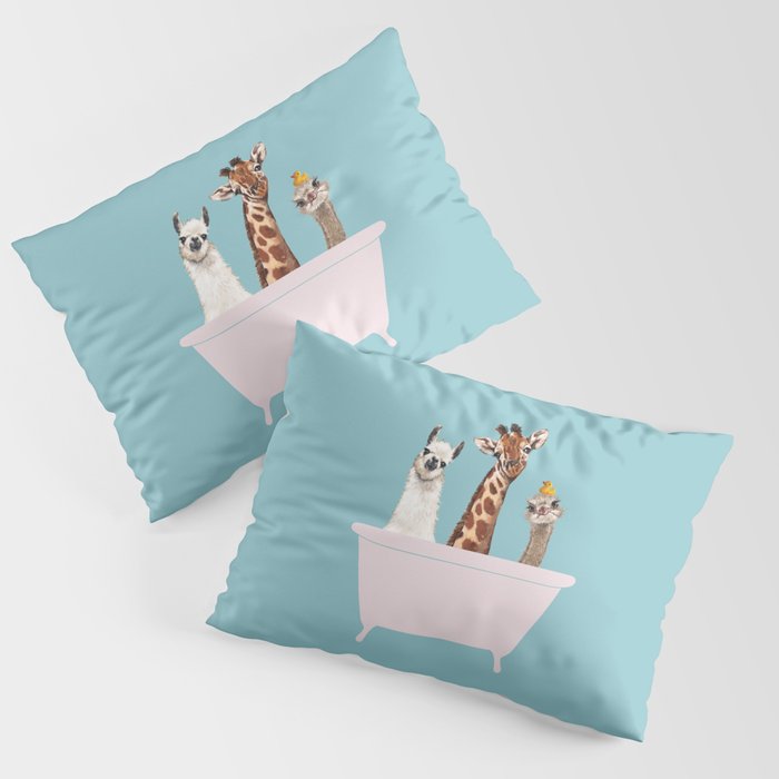 Playful Gangs in Bathtub Blue Pillow Sham Gallery Image 3
