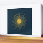 Mid-Century Modern Sunburst II in Light Mustard and Navy Blue Wall Mural Gallery Image 2
