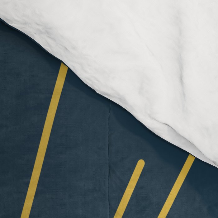 Mid-Century Modern Sunburst II in Light Mustard and Navy Blue Comforter Gallery Image 4