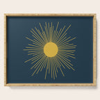 Mid-Century Modern Sunburst II in Light Mustard and Navy Blue Serving Tray Gallery Image 1