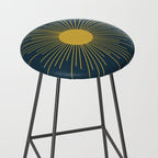 Mid-Century Modern Sunburst II in Light Mustard and Navy Blue Stool Gallery Image 2