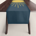 Mid-Century Modern Sunburst II in Light Mustard and Navy Blue Table Runner Gallery Image 1