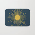 Mid-Century Modern Sunburst II in Light Mustard and Navy Blue Bath Mat Gallery Image 1