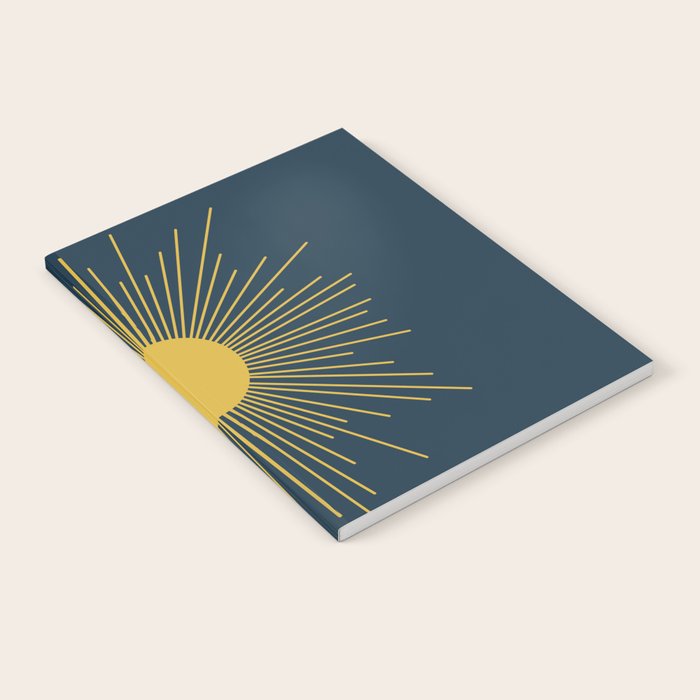 Mid-Century Modern Sunburst II in Light Mustard and Navy Blue Notebook Gallery Image 2