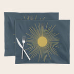 Mid-Century Modern Sunburst II in Light Mustard and Navy Blue Placemat Gallery Image 1
