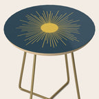 Mid-Century Modern Sunburst II in Light Mustard and Navy Blue Side Table Gallery Image 2