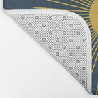 Mid-Century Modern Sunburst II in Light Mustard and Navy Blue Bath Mat Gallery Image 2