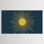 Mid-Century Modern Sunburst II in Light Mustard and Navy Blue Tablecloth Gallery Image 2