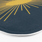Mid-Century Modern Sunburst II in Light Mustard and Navy Blue Bath Mat Gallery Image 3