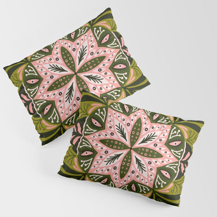Sprouting Mandala - Sage & Pink Pillow Sham Gallery Image 1