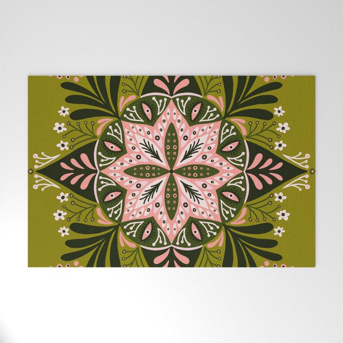 Sprouting Mandala - Sage & Pink Welcome Mat Gallery Image 1