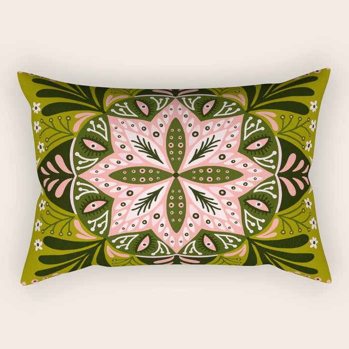 Sprouting Mandala - Sage & Pink Rectangular Pillow Gallery Image 1