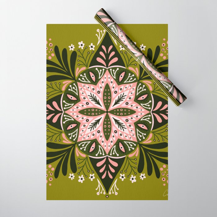 Sprouting Mandala - Sage & Pink Wrapping Paper Gallery Image 1