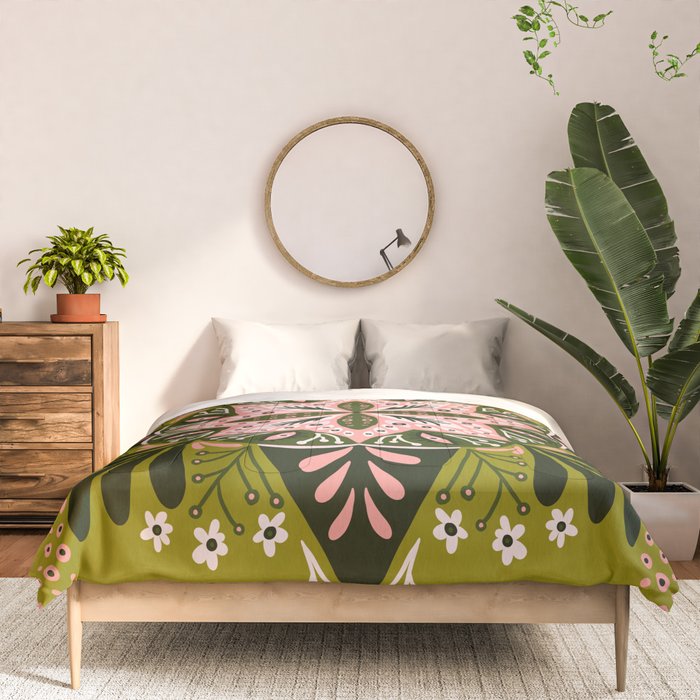 Sprouting Mandala - Sage & Pink Comforter Gallery Image 3