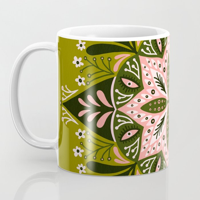 Sprouting Mandala - Sage & Pink Coffee Mug Gallery Image 3