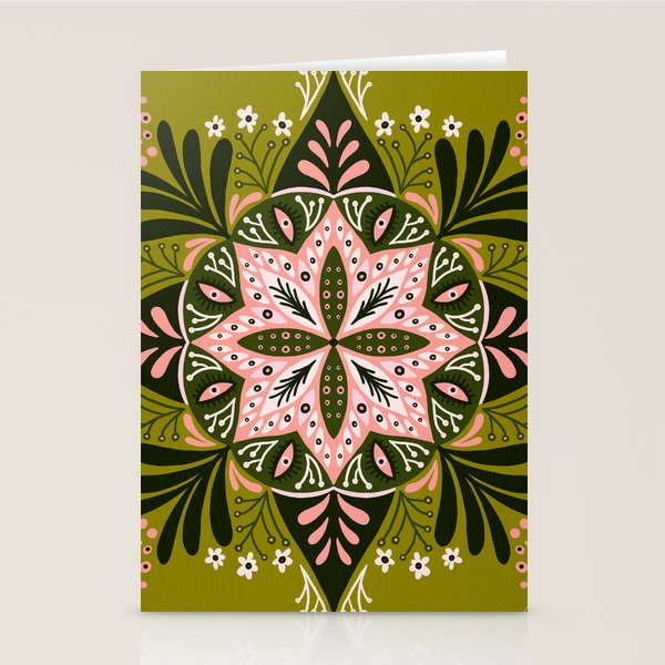 Sprouting Mandala - Sage & Pink Stationery Card Gallery Image 1