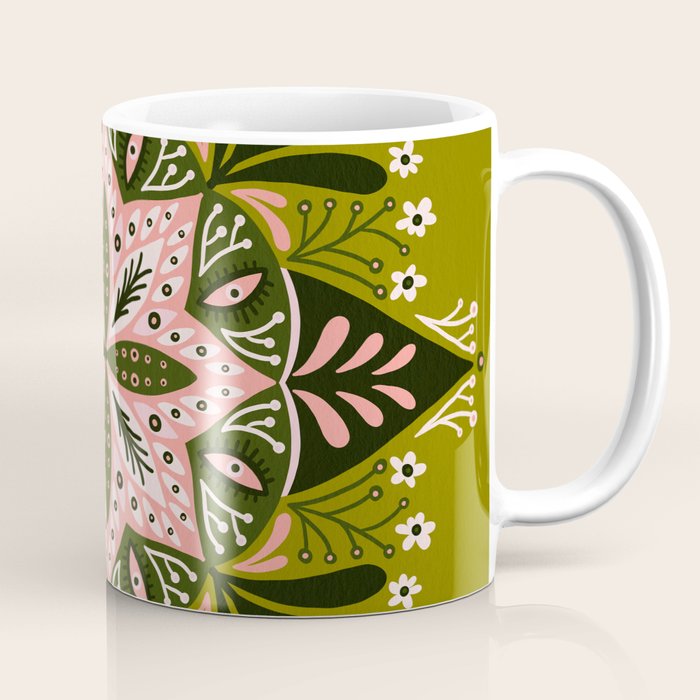 Sprouting Mandala - Sage & Pink Coffee Mug Gallery Image 1