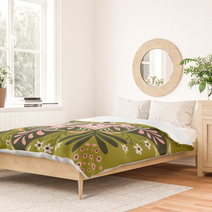 Sprouting Mandala - Sage & Pink Duvet Cover Gallery Image 2