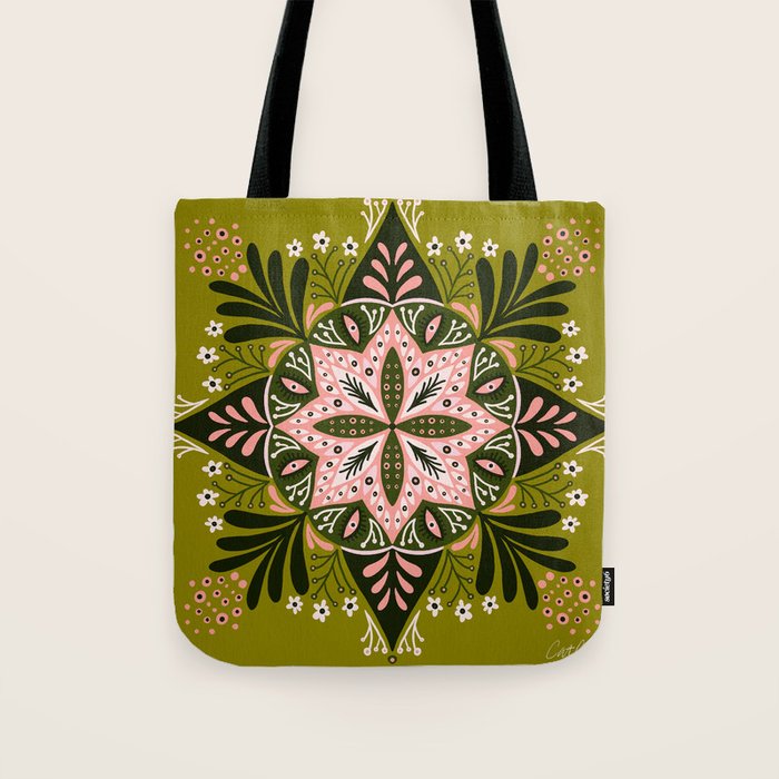 Sprouting Mandala - Sage & Pink Tote Bag Gallery Image 1
