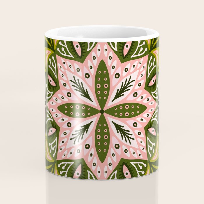 Sprouting Mandala - Sage & Pink Coffee Mug Gallery Image 4