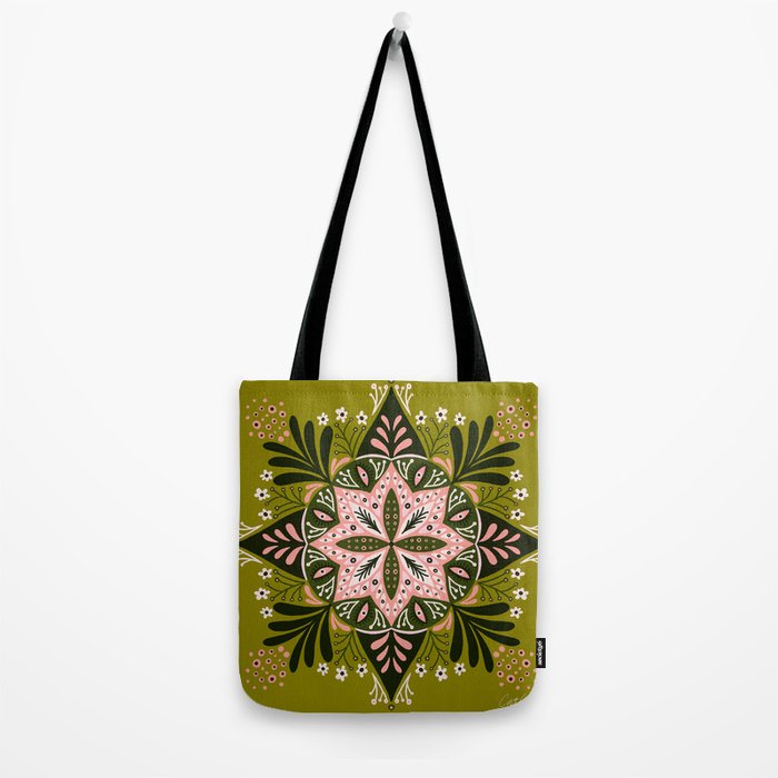 Sprouting Mandala - Sage & Pink Tote Bag Gallery Image 2