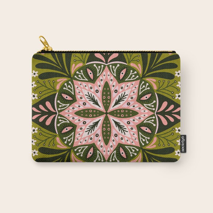 Sprouting Mandala - Sage & Pink Carry All Pouch Gallery Image 1