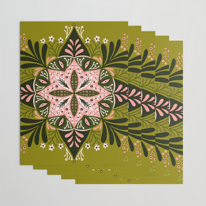 Sprouting Mandala - Sage & Pink Wrapping Paper Gallery Image 3
