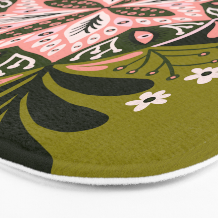 Sprouting Mandala - Sage & Pink Bath Mat Gallery Image 3